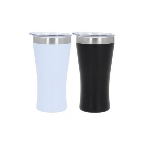 Tequilero de doble pared de acero inoxidable, insulado al vacío, con acabado plastic painting y tapa.