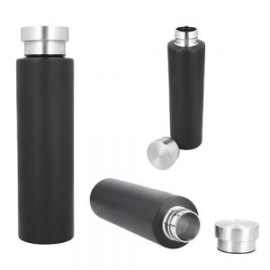 Termo de doble pared de acero inoxidable con tapa enroscable.