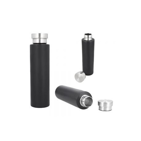 Termo de doble pared de acero inoxidable con tapa enroscable.