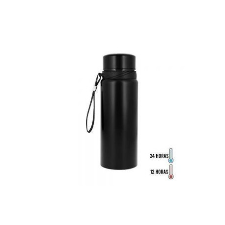Termo con doble pared de acero inoxidable, insulado al vacío y acabado mate. Incluye filtro infusor y tapa enroscable.