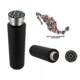 Termo de acero inoxidable con doble pared y tapa enroscable. EDICIÓN HUICHOL.