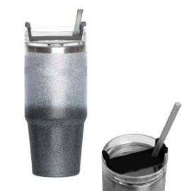 Termo con glitter, insulado al vacío, con tapa enroscable.