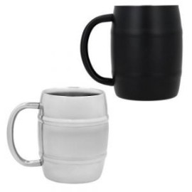 Tarro con doble pared de acero inoxidable con asa.