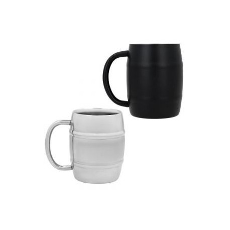 Tarro con doble pared de acero inoxidable con asa.