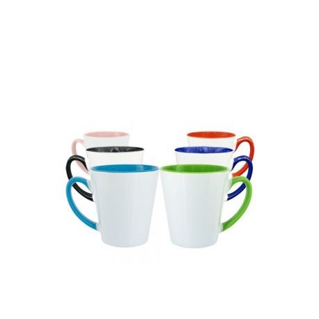 TAZA CONICA 12OZ INTERIO Y ASA COLORES ROSA