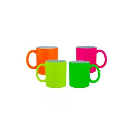 TAZA CONICA 12OZ INTERIO Y ASA COLORES NARANJA