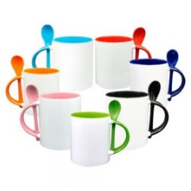 TAZA CUCHARA 11OZ INTERIRO Y ASA COLOR ROSA