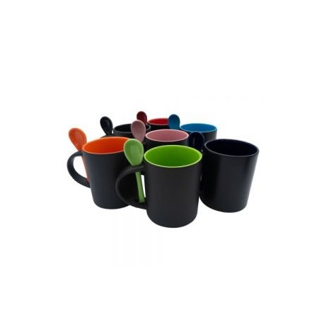 TAZA CUCHARA 11OZ INTERIRO Y ASA COLOR AZUL COBALTO