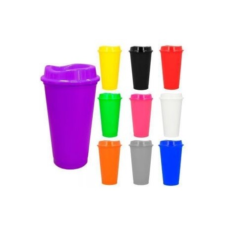 Vaso plástico de una pared con tapa a presión.