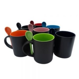 TAZA CUCHARA 11OZ MAGICA NEGRO