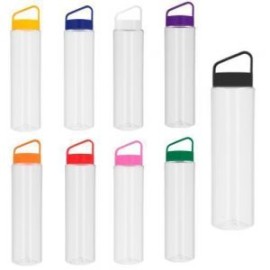 Cilindro de plástico con tapa enroscable de color y cuerpo traslúcido. El envío de este material se hace por separado de base y