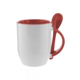 TAZA CUCHARA 11OZ MAGICA ROJO