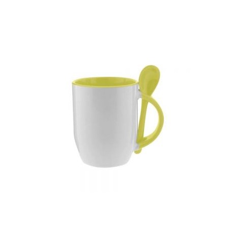 TAZA CUCHARA BICOLOR 12OZ AMARILLO