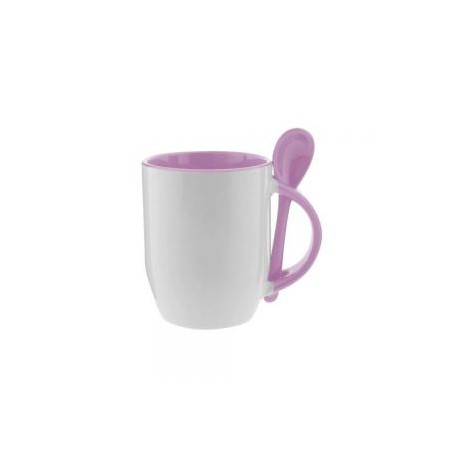 TAZA CUCHARA BICOLOR 12OZ ROSA