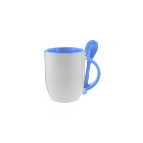 TAZA CUCHARA BICOLOR 12OZ AZUL CIELO