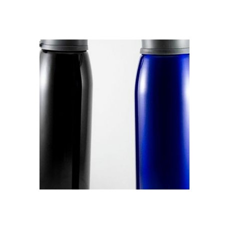 Botella de aluminio color metálico con tapa anti derrrames y asa, capacidad de 650ml. Mod. Suva