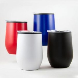 Termo de acero inoxidable y plástico. Tapa de cierre a presión con capacidad de 350 ml. Mod. Vedi