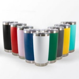 Termo de acero inoxidable de doble pared insulada al vacío para mantener las bebidas frías o calientes por más horas. Tapa con 