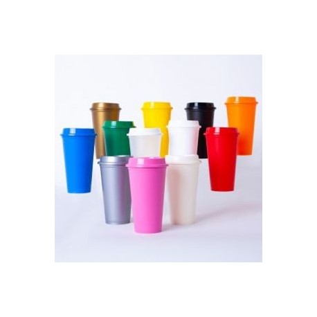 Vaso de plástico con tapa y capacidad de 475 ml. Mod. Cauca