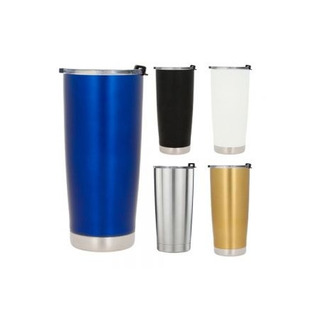 Termo insulado al vacío con doble pared de acero inoxidable. Incluye tapa de cierre a presión y boquilla de seguridad.