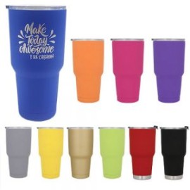 Termo de alta tecnología, con acabado rubber, doble pared de acero inoxidable que mantiene tus bebidas calientes y frías por má