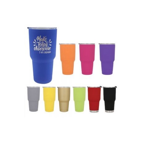 Termo de alta tecnología, con acabado rubber, doble pared de acero inoxidable que mantiene tus bebidas calientes y frías por má