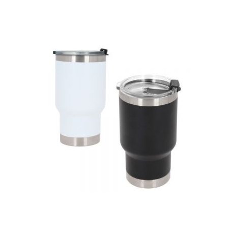 Termo con doble pared de acero inoxidable, insulado al vacío, acabado rugoso y tapa de cierre a presión. Termo con doble pared 